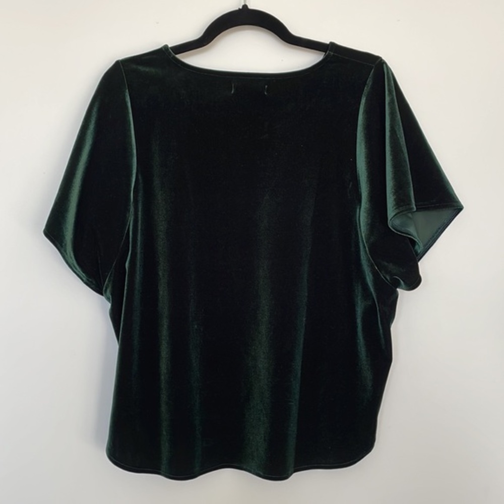 Madewell Forest Green Velvet Short Sleeve Blouse